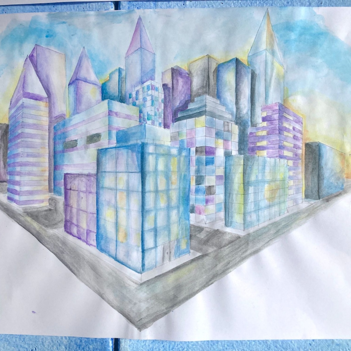 Michael Hall - Class 7b Perspective Drawing